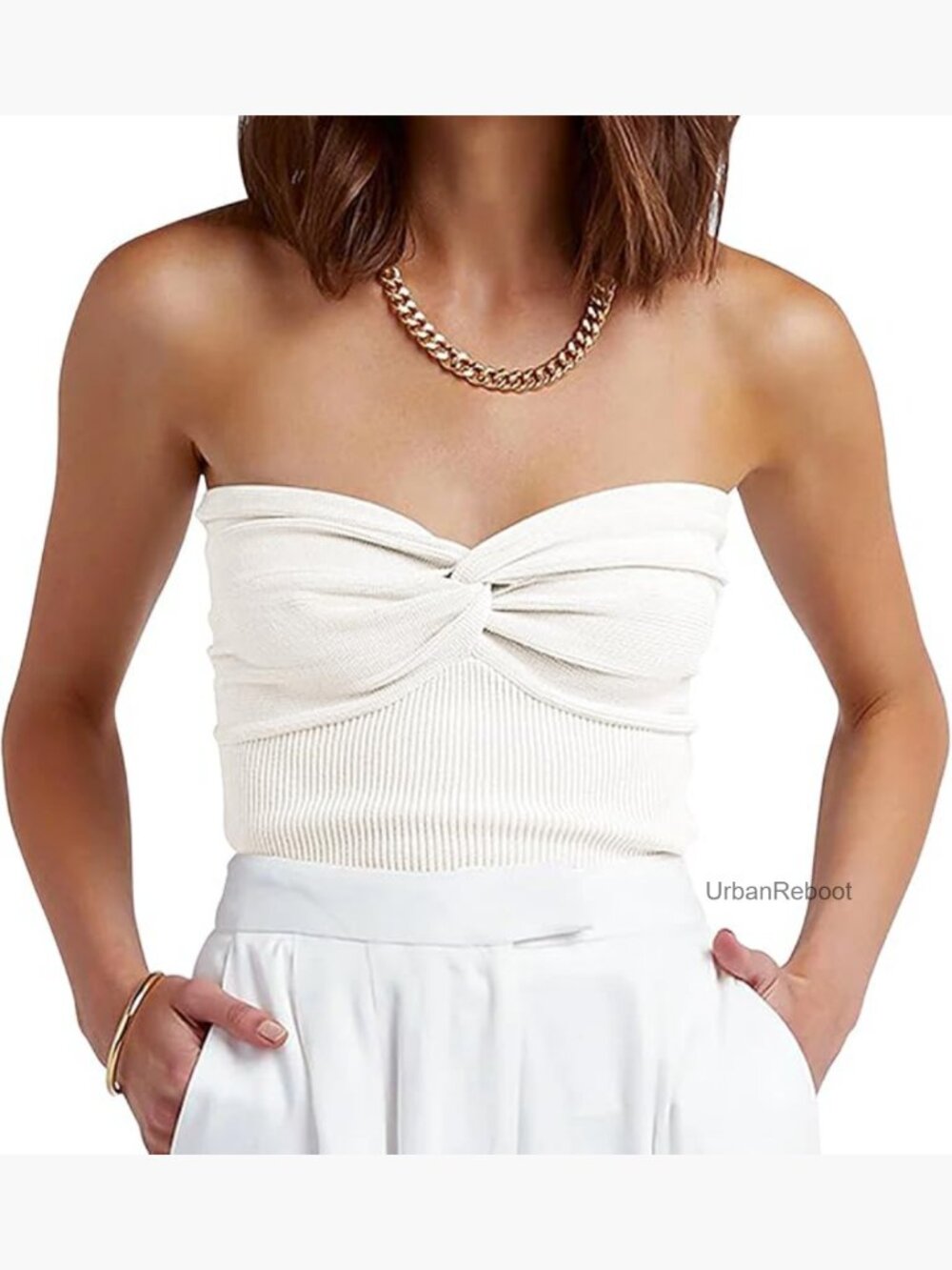 Strapless Twist Knot Crop Tube Top Y2K Summer Tank